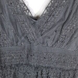 Y2K Dark Fairy Whimsygoth Babydoll Lace Sequin Flare Dress Max Studio Small